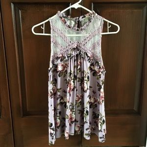 Cute floral and lace tank top